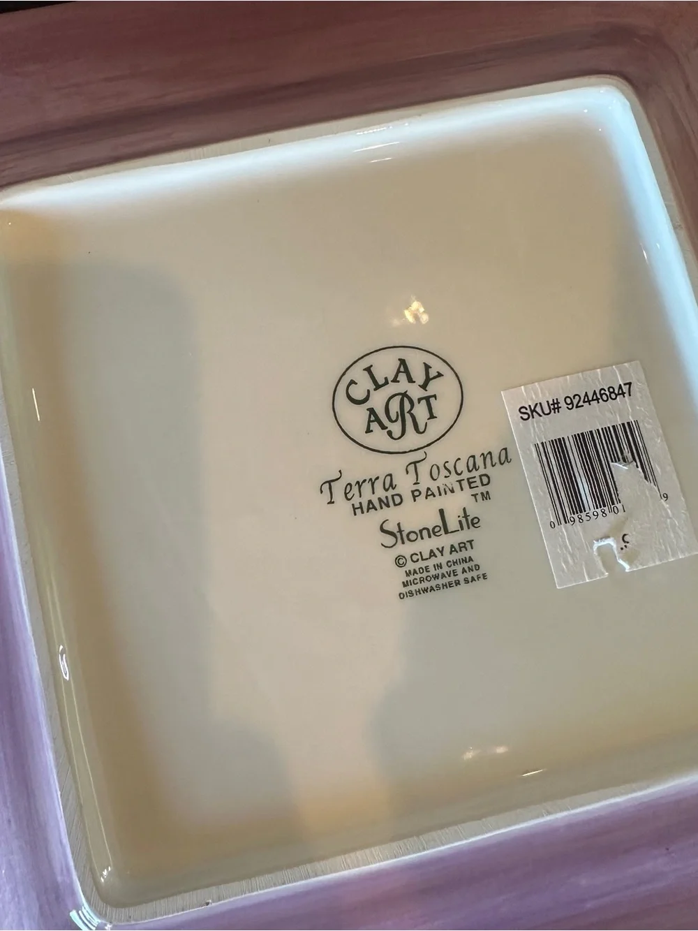Clay Art Toscana StoneLite Hand Painted Square Set Of 6 Dinner Plates 11”